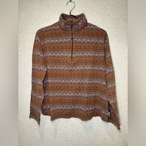 Woolrich Adventure Sweater Brown And Periwinkle Blue Quarter Zip Hiking Size XL